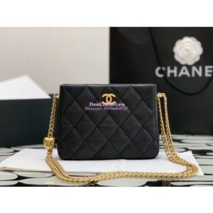 Replica Chanel Small Hobo Heart Chain Grained Calfskin AS3830 Black 2