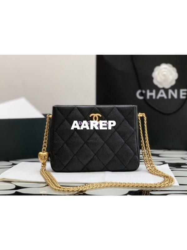 Replica Chanel Small Hobo Heart Chain Grained Calfskin AS3830 Black 2