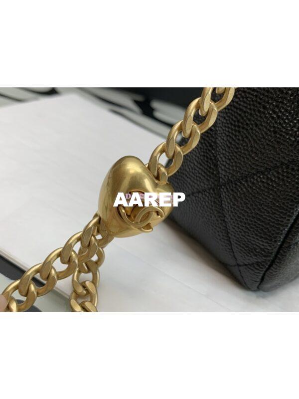 Replica Chanel Small Hobo Heart Chain Grained Calfskin AS3830 Black 4