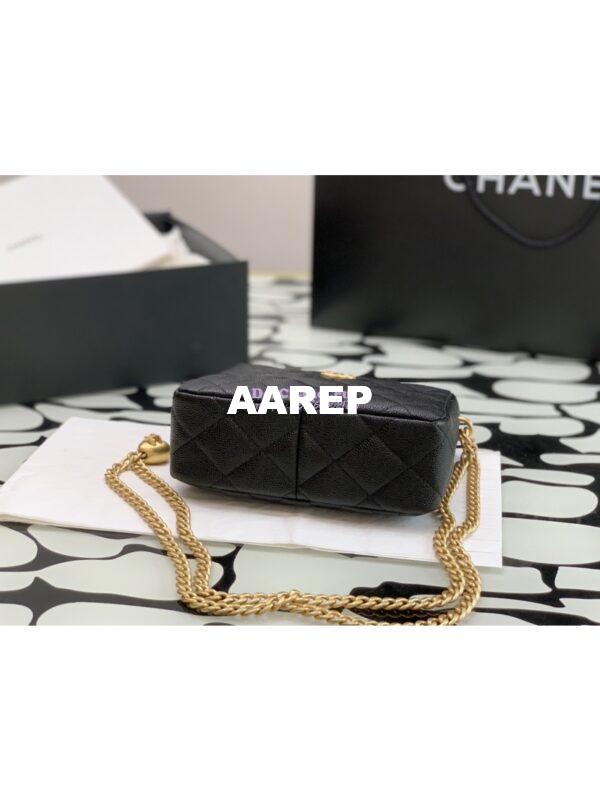 Replica Chanel Small Hobo Heart Chain Grained Calfskin AS3830 Black 6