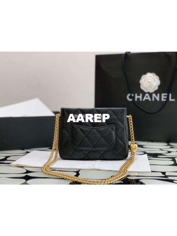 Replica Chanel Small Hobo Heart Chain Grained Calfskin AS3830 Black 7