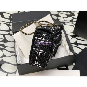 Replica Chanel Raffia Effect Braided Tweed Flap Bag AS2579 Black 2
