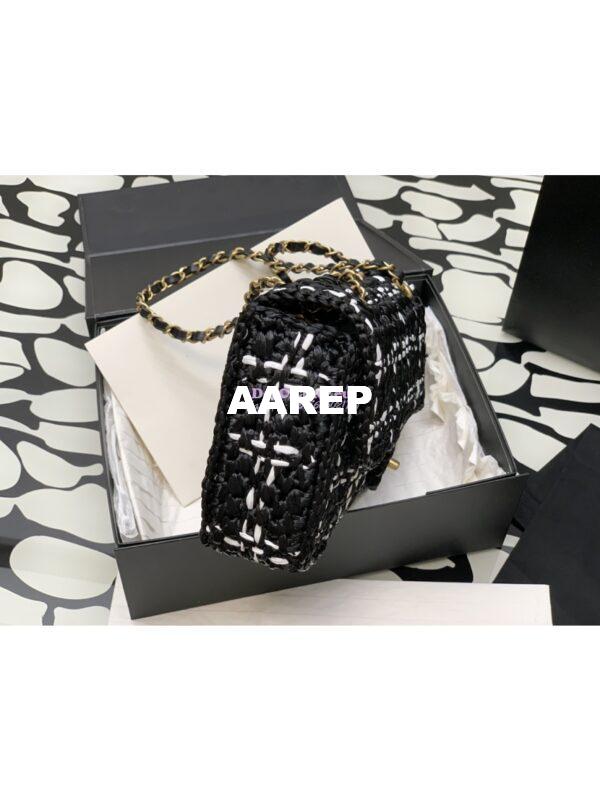Replica Chanel Raffia Effect Braided Tweed Flap Bag AS2579 Black 4