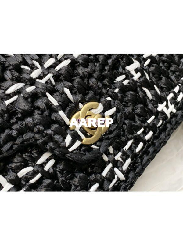 Replica Chanel Raffia Effect Braided Tweed Flap Bag AS2579 Black 5