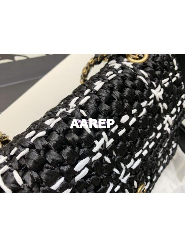 Replica Chanel Raffia Effect Braided Tweed Flap Bag AS2579 Black 6