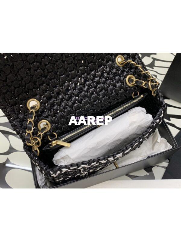 Replica Chanel Raffia Effect Braided Tweed Flap Bag AS2579 Black 9