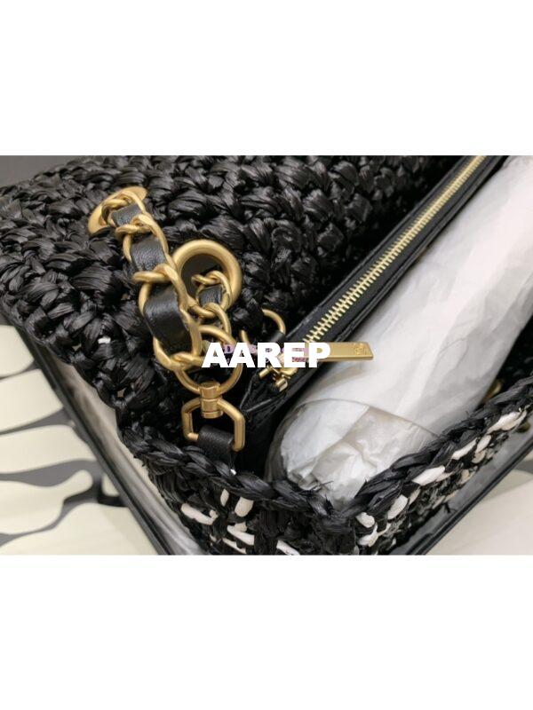 Replica Chanel Raffia Effect Braided Tweed Flap Bag AS2579 Black 10