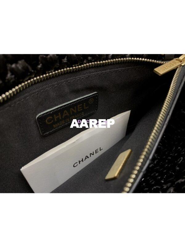 Replica Chanel Raffia Effect Braided Tweed Flap Bag AS2579 Black 11
