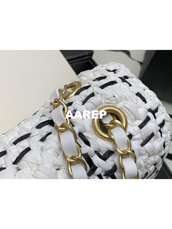 Replica Chanel Raffia Effect Braided Tweed Flap Bag AS2579 White 8