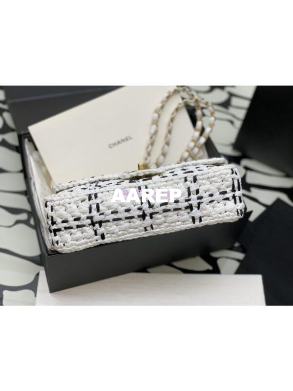Replica Chanel Raffia Effect Braided Tweed Flap Bag AS2579 White 10