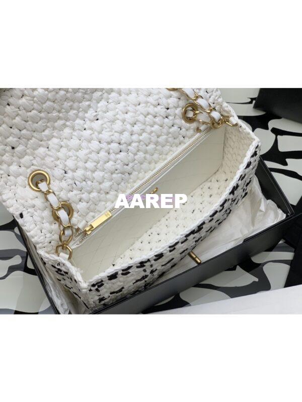 Replica Chanel Raffia Effect Braided Tweed Flap Bag AS2579 White 11