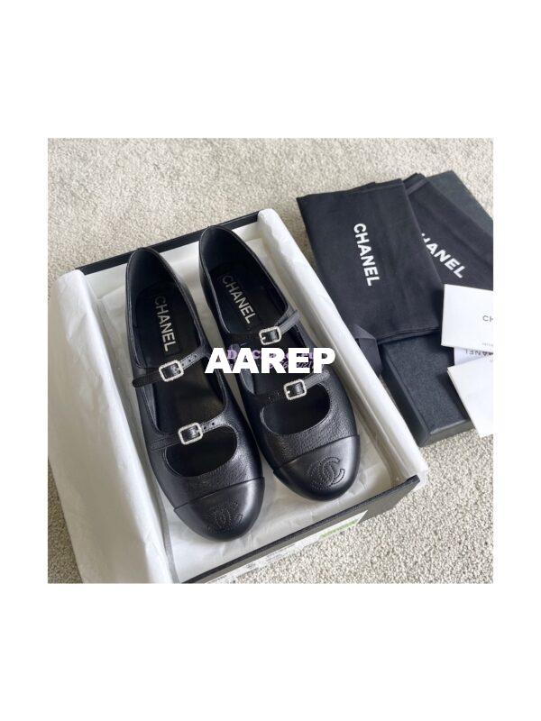 Replica Chanel 23P Mary Janes Crinkled Lambskin & Calfskin G39514