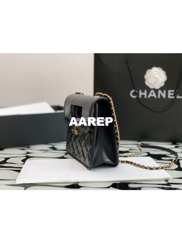 Replica Chanel Mini Flap Bag with Top Handle in Aged Calfskin AS4025 Black 4