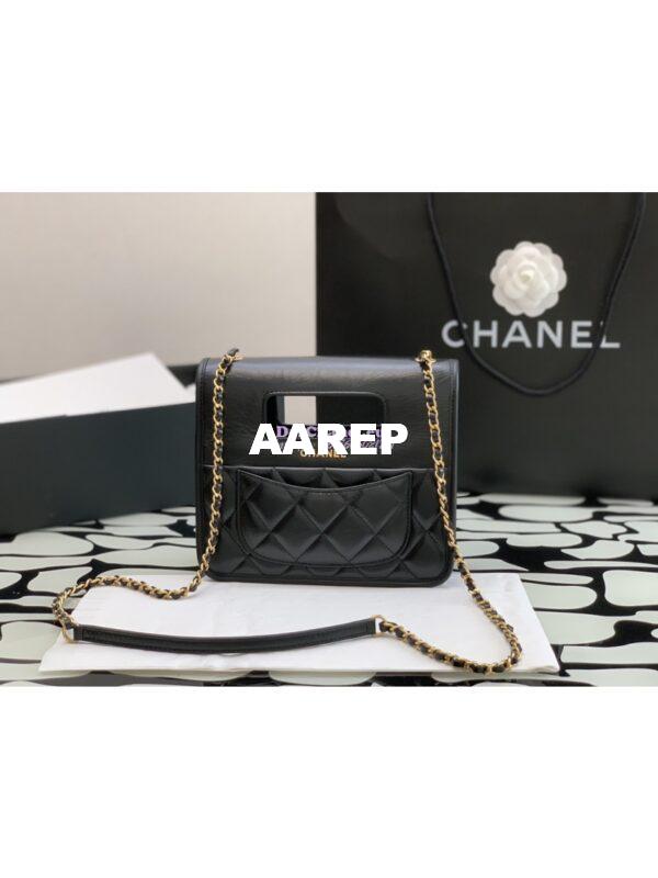 Replica Chanel Mini Flap Bag with Top Handle in Aged Calfskin AS4025 Black 5
