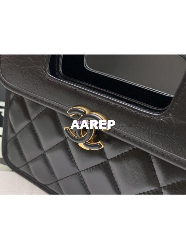 Replica Chanel Mini Flap Bag with Top Handle in Aged Calfskin AS4025 Black 6