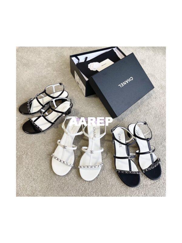 Replica Chanel Lambskin & Metal Sandals 45mm Heel G39645