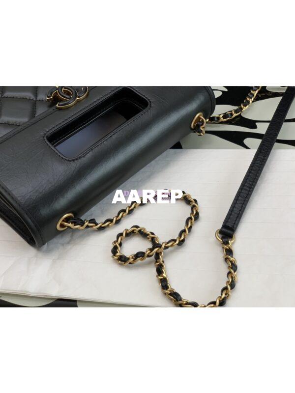 Replica Chanel Mini Flap Bag with Top Handle in Aged Calfskin AS4025 Black 7