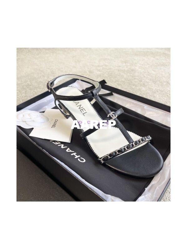 Replica Chanel Lambskin & Metal Sandals 45mm Heel G39645 2