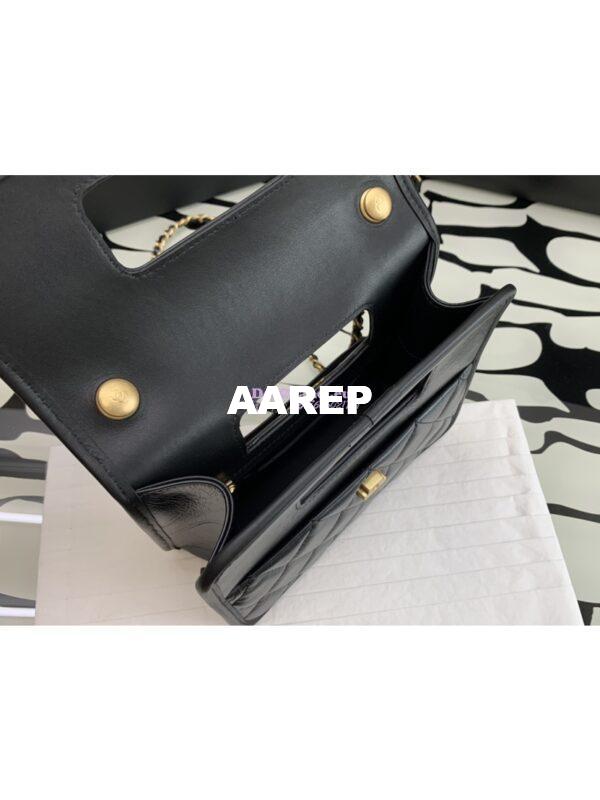 Replica Chanel Mini Flap Bag with Top Handle in Aged Calfskin AS4025 Black 8
