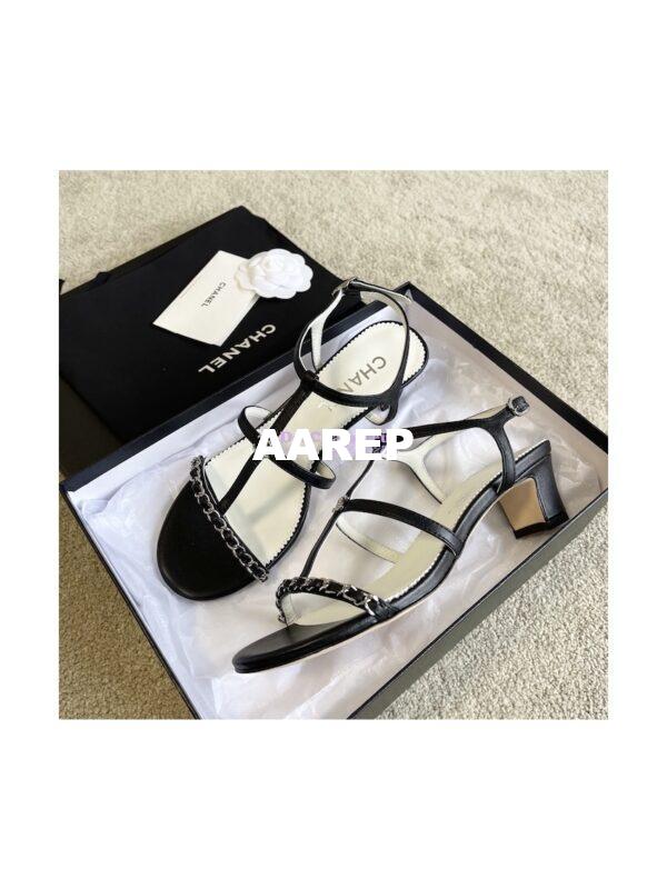 Replica Chanel Lambskin & Metal Sandals 45mm Heel G39645 4