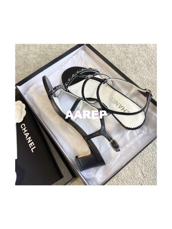 Replica Chanel Lambskin & Metal Sandals 45mm Heel G39645 5