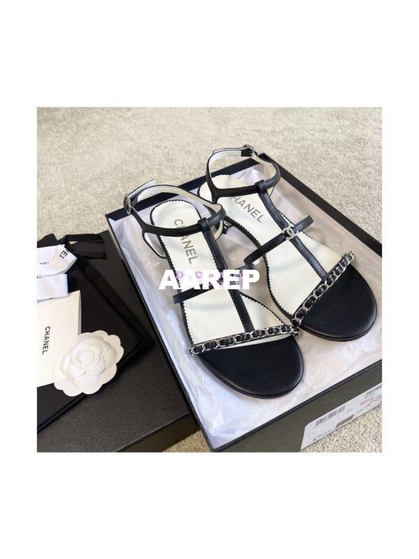 Replica Chanel Lambskin & Metal Sandals 45mm Heel G39645 6