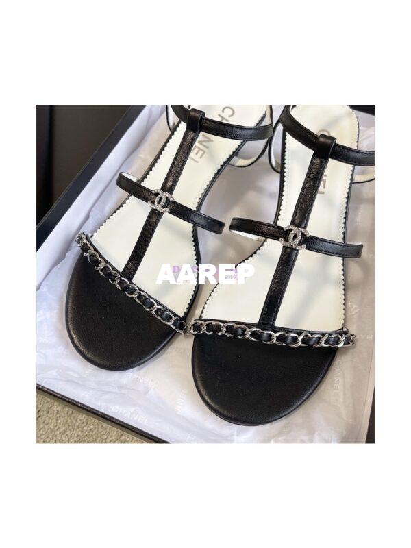 Replica Chanel Lambskin & Metal Sandals 45mm Heel G39645 7