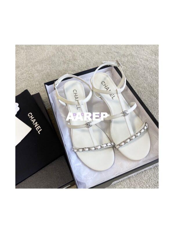 Replica Chanel Lambskin & Metal Sandals 45mm Heel G39645 11