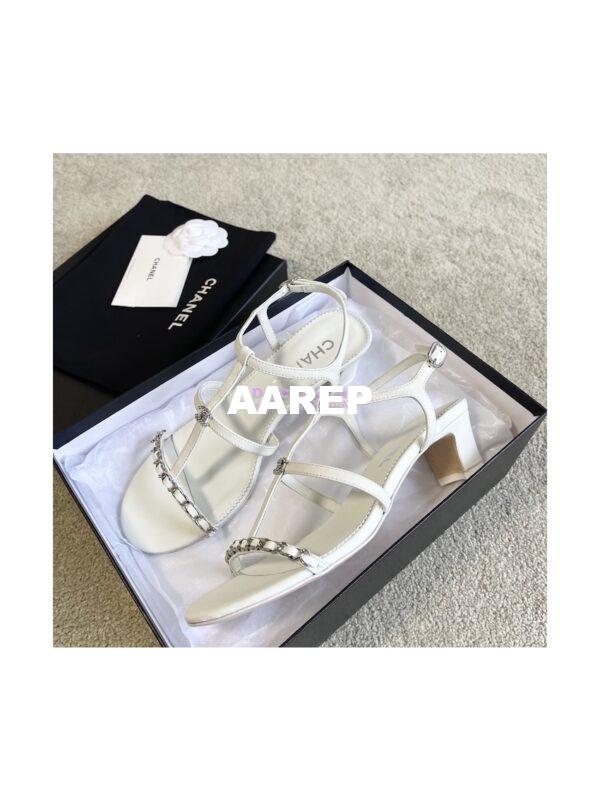 Replica Chanel Lambskin & Metal Sandals 45mm Heel G39645 12