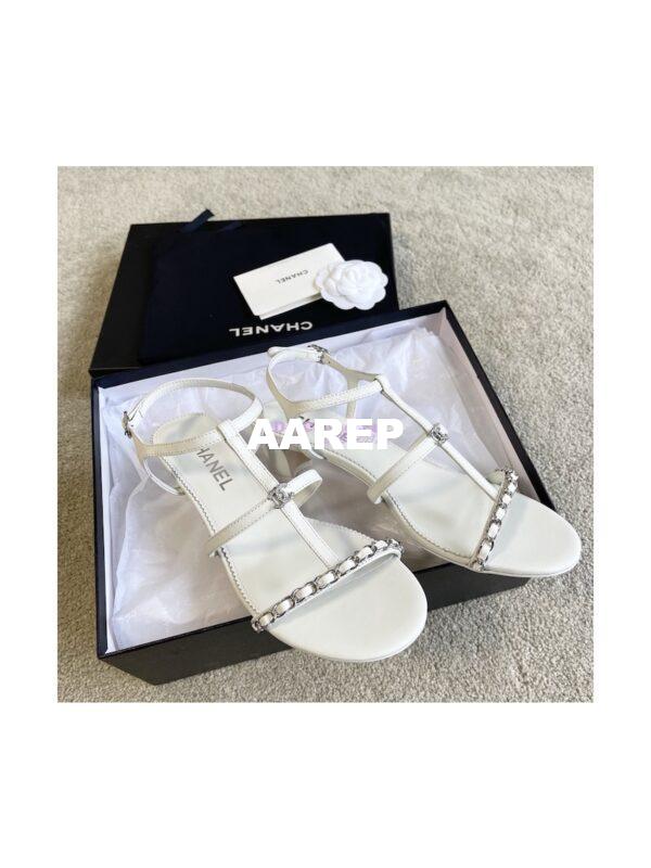 Replica Chanel Lambskin & Metal Sandals 45mm Heel G39645 13