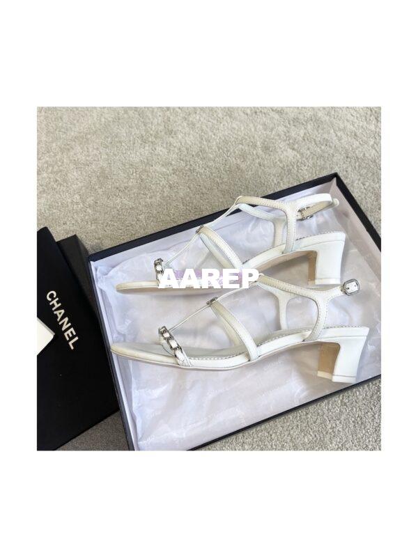 Replica Chanel Lambskin & Metal Sandals 45mm Heel G39645 16