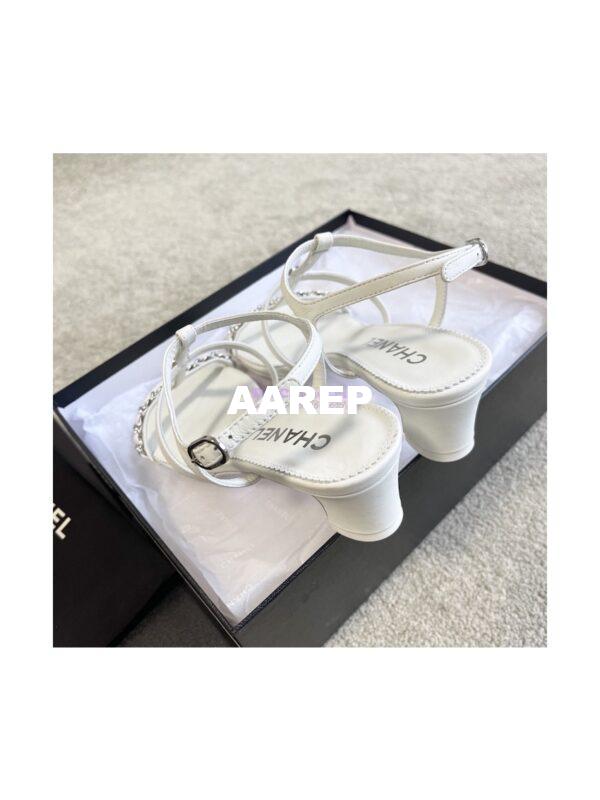 Replica Chanel Lambskin & Metal Sandals 45mm Heel G39645 18