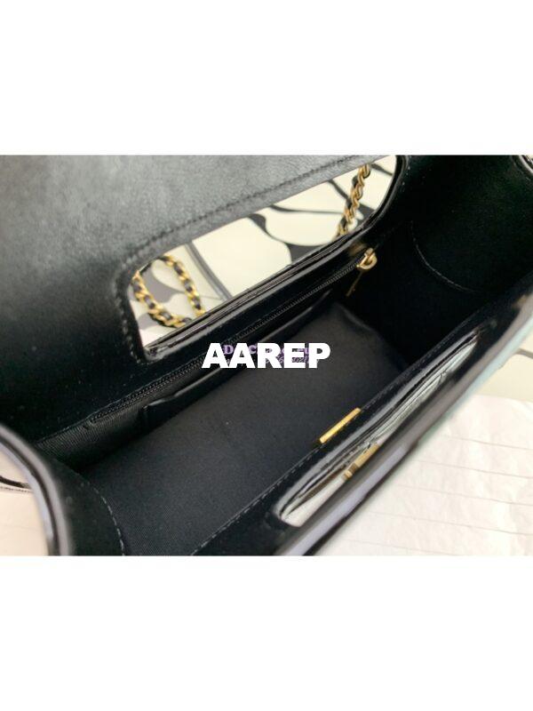 Replica Chanel Mini Flap Bag with Top Handle in Patent Calfskin AS4025 Black 7