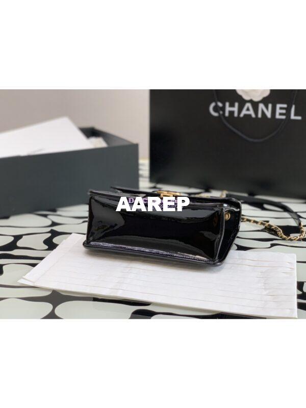 Replica Chanel Mini Flap Bag with Top Handle in Patent Calfskin AS4025 Black 9