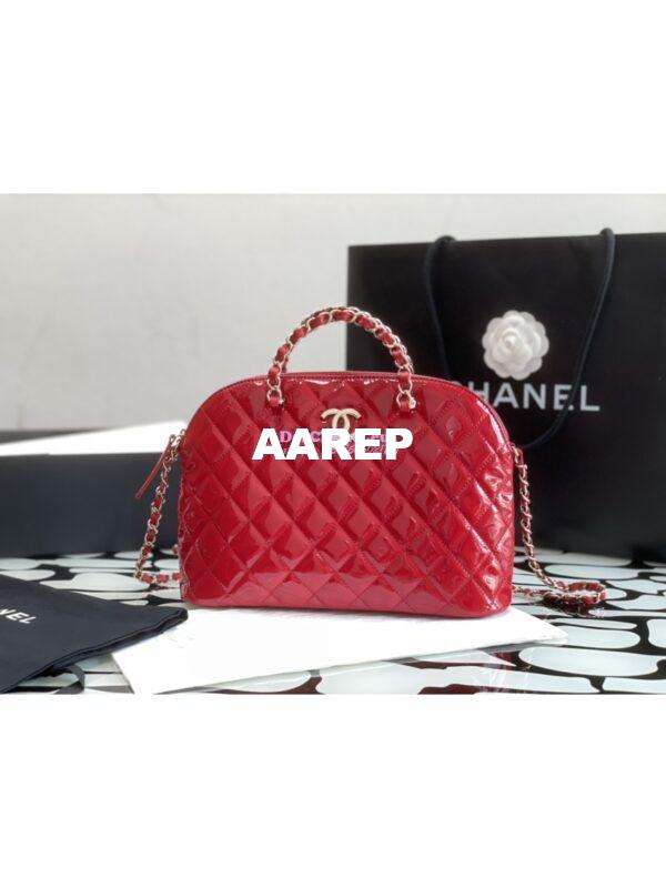 Replica Chanel Small Shopping Bag in Patent Calfskin AS3969 Red 2