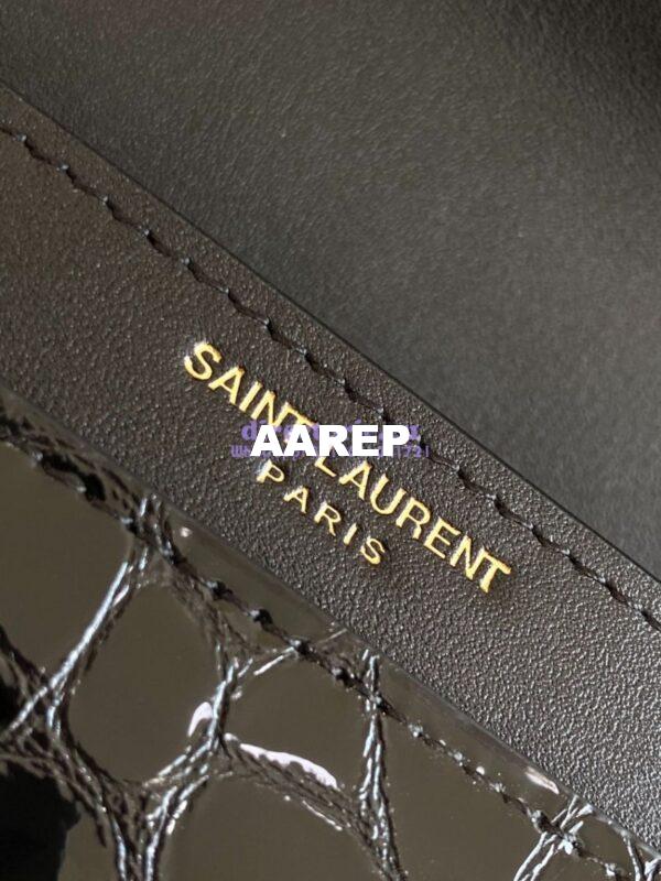 Replica YSL Saint Laurent Cassandra Monogram Clasp Bag In turtle Embossed Shiny Leather Black 8