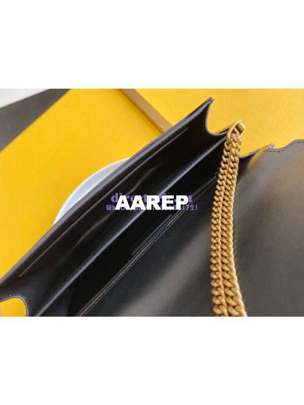 Replica YSL Saint Laurent Cassandra Monogram Clasp Bag In turtle Embossed Shiny Leather Black 9