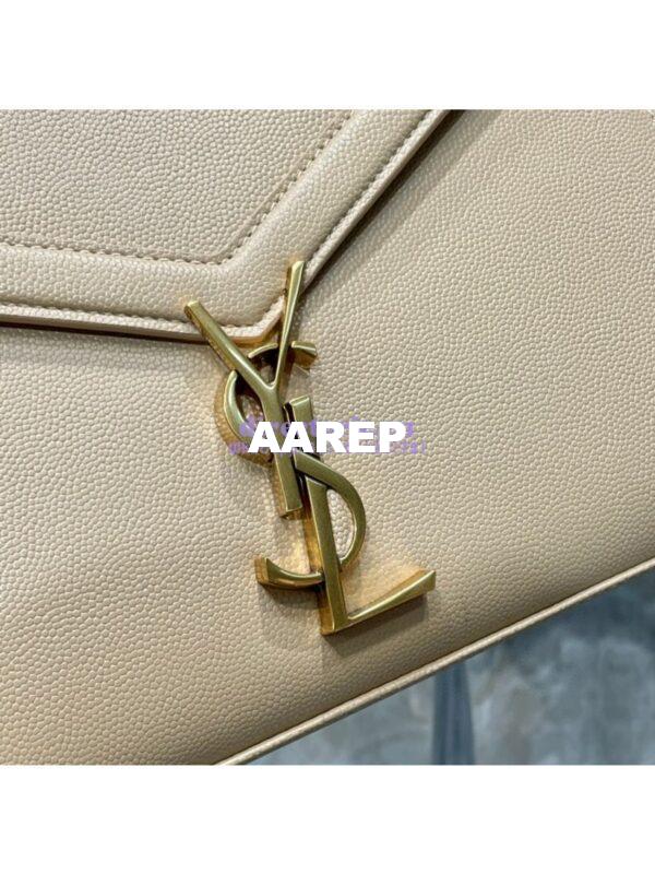 Replica YSL Saint Laurent Cassandra Top Handle Medium Bag In Grain De Poudre Leather Light Beige 6