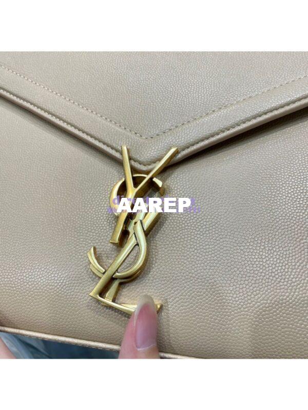 Replica YSL Saint Laurent Cassandra Top Handle Medium Bag In Grain De Poudre Leather Light Beige 7