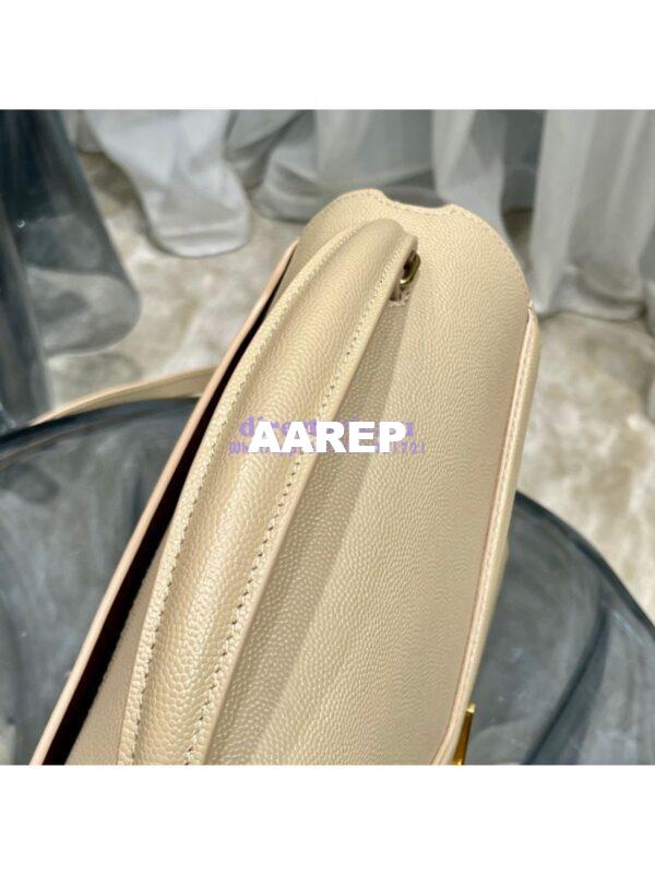 Replica YSL Saint Laurent Cassandra Top Handle Medium Bag In Grain De Poudre Leather Light Beige 8