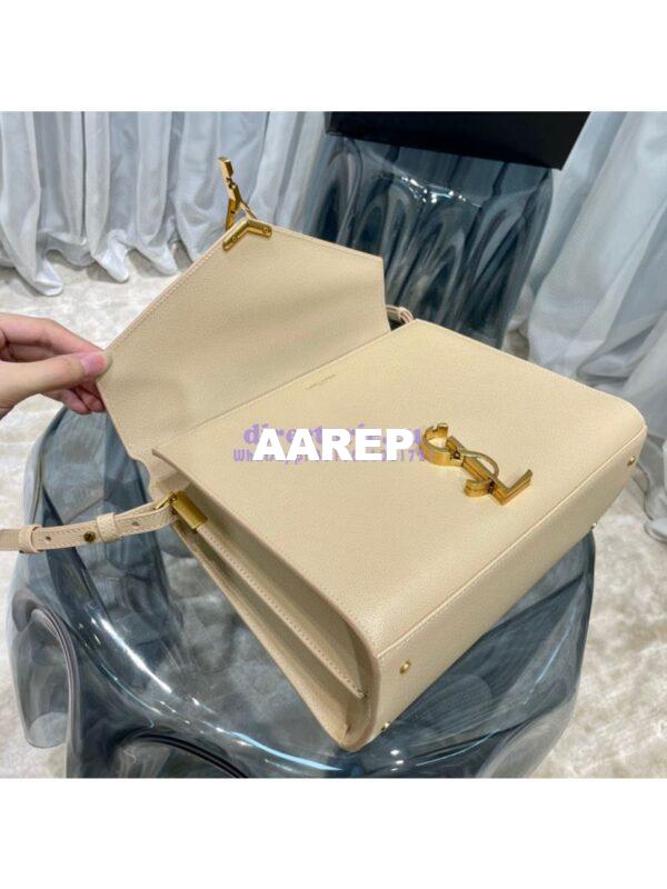 Replica YSL Saint Laurent Cassandra Top Handle Medium Bag In Grain De Poudre Leather Light Beige 9