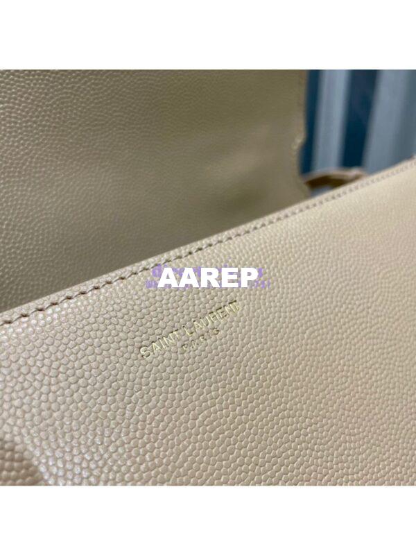 Replica YSL Saint Laurent Cassandra Top Handle Medium Bag In Grain De Poudre Leather Light Beige 11