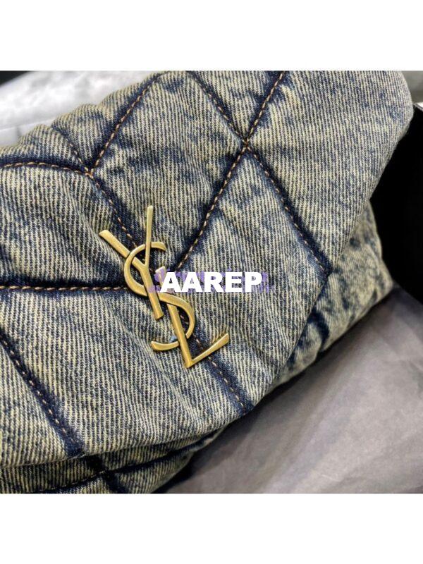 Replica Saint Laurent YSL Loulou Puffer Mini Bag In Quilted Vintage Denim And Suede 7