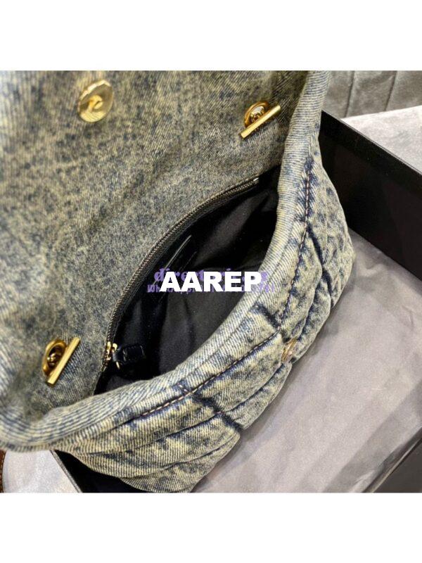 Replica Saint Laurent YSL Loulou Puffer Mini Bag In Quilted Vintage Denim And Suede 11