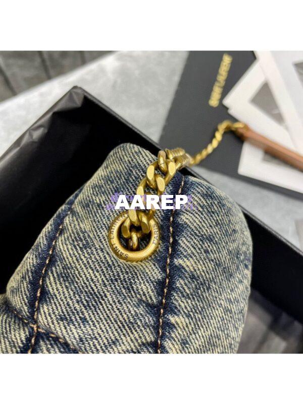 Replica Saint Laurent YSL Loulou Puffer Mini Bag In Quilted Vintage Denim And Suede 14