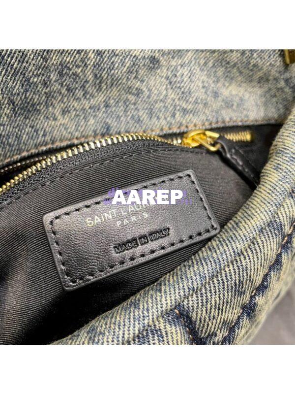 Replica Saint Laurent YSL Loulou Puffer Mini Bag In Quilted Vintage Denim And Suede 17