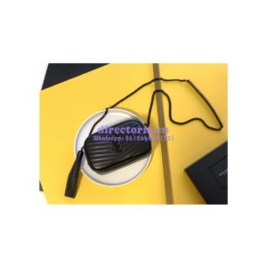 Replica YSL Saint Laurent Grain De Poudre Matelasse Monogram Mini Lou Camera Bag black with bhw