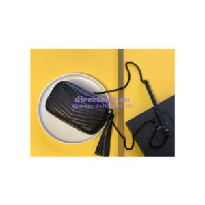 Replica YSL Saint Laurent Grain De Poudre Matelasse Monogram Mini Lou Camera Bag black with bhw 2