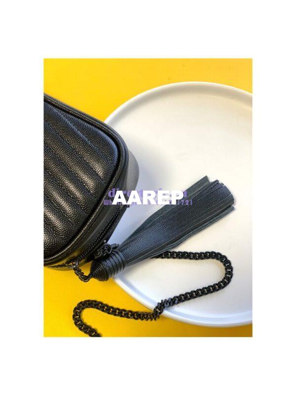 Replica YSL Saint Laurent Grain De Poudre Matelasse Monogram Mini Lou Camera Bag black with bhw 6