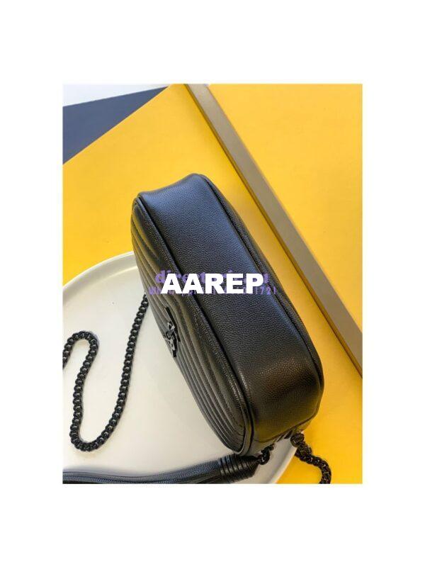 Replica YSL Saint Laurent Grain De Poudre Matelasse Monogram Mini Lou Camera Bag black with bhw 8